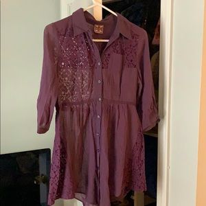 FREE PEOPLE Button Down Lace Tunic